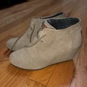Toms Taupe Suede Desert Booties